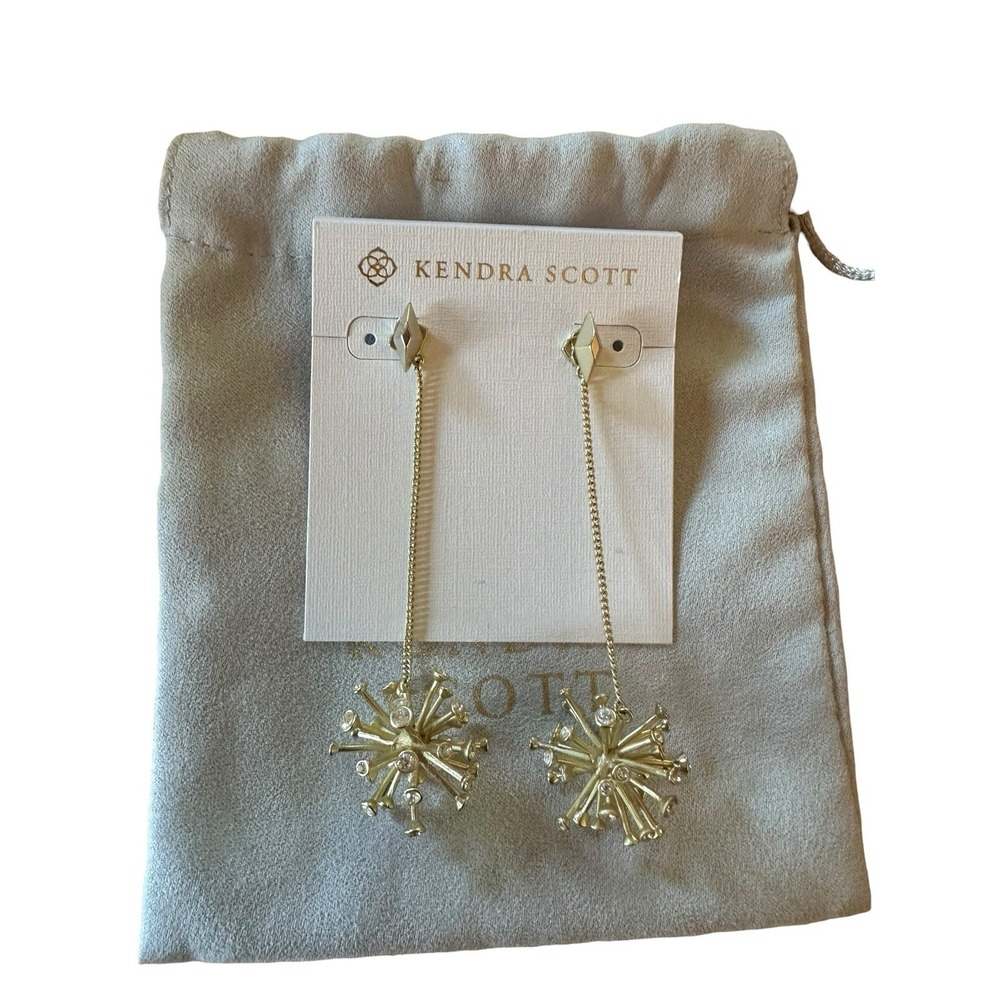 Kendra Scott Tricia Earrings Ear Jacket Threader Gold Dangle‎ RARE
